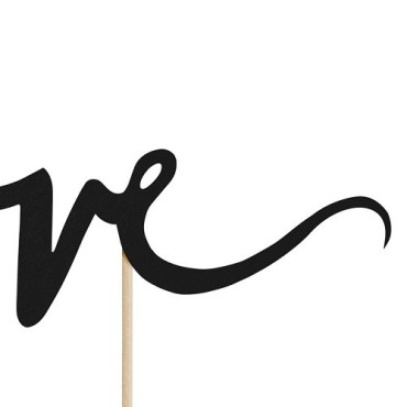PartyDeco 'Love' Cake Topper Black – Elegant Cake Décor