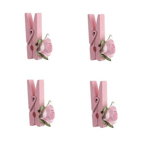 Santex Deco Clips Pink Roses, 4 pcs