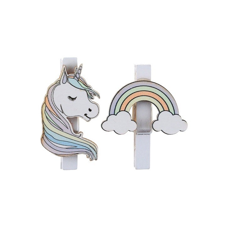 Decorative Clips Unicorn & Rainbow – 6 pcs | Magical Party Décor Decorative Clips Unicorn & Rainbow – 6 pcs | Magical Party Décor