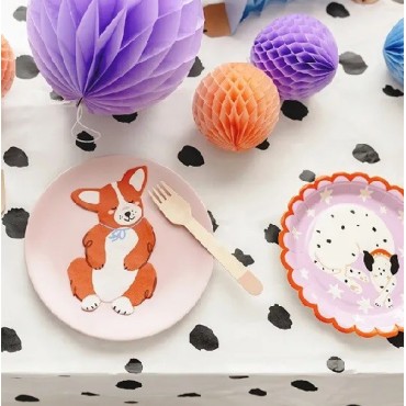 PartyDeco Dog Dalmatian Spots Tablecloth, 180x120cm