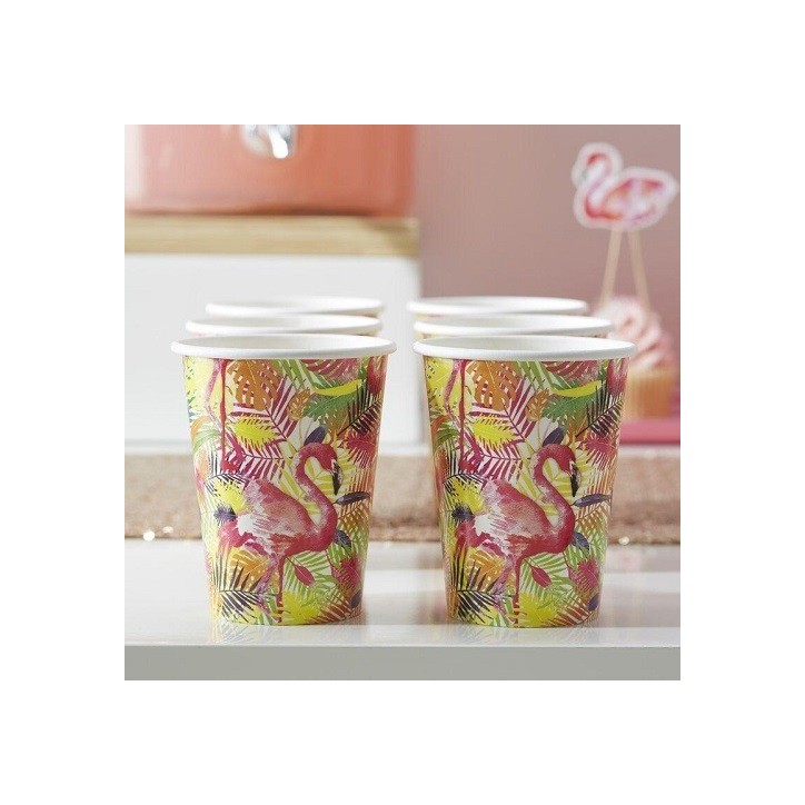 Ginger Ray Flamingo Beach Cups – 8 pcs | Tropical Party Cups