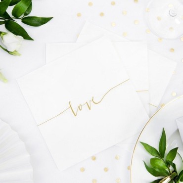 PartyDeco love Servietten – 20 Stück | Elegante Tischdeko für Hochzeiten