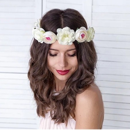 PartyDeco Blumenkranz Weiss, 1 Stück
