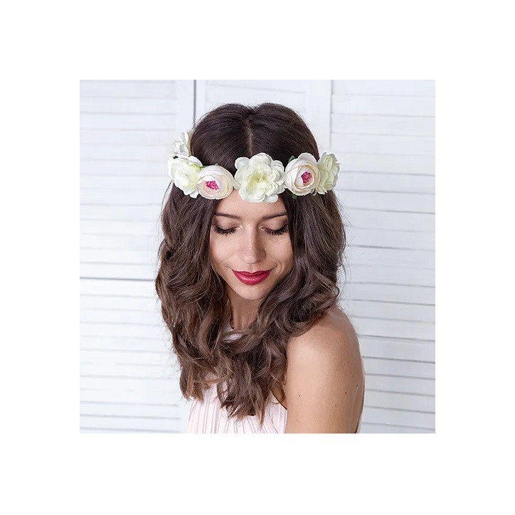 PartyDeco White Flower Crown, 1 pcs
