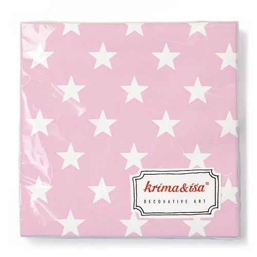krima&isa Rosa Servietten mit Sternen, 20 Stück krima&isa Rosa Servietten mit Sternen, 20 Stück