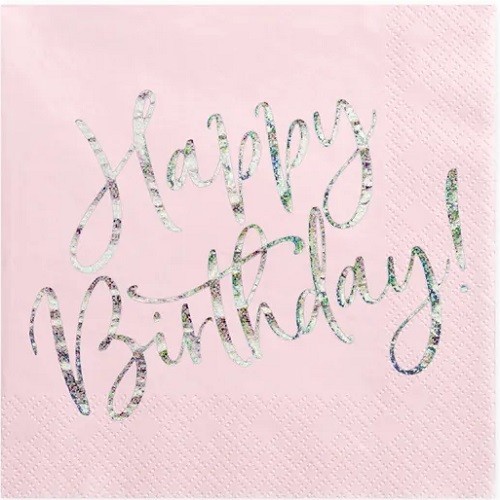 PartyDeco Happy Birthday Servietten Rosa, 20 Stück PartyDeco Happy Birthday Servietten Rosa, 20 Stück