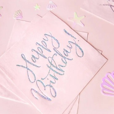 PartyDeco Happy Birthday Servietten Rosa, 20 Stück