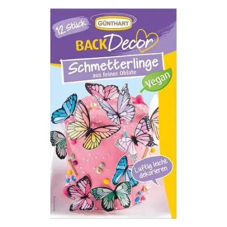 Günthart Obladen-Schmetterlinge – 12 Stück | Essbare vegane Tortendeko