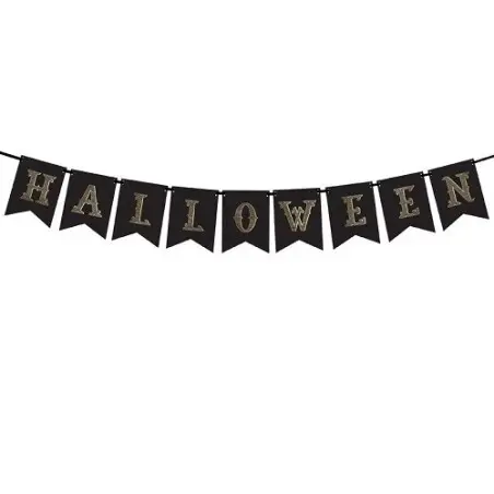 PartyDeco Halloween Banner – Black & Gold | 1.75 Meters