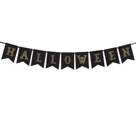 PartyDeco Halloween Banner – Schwarz-Gold | 1,75 Meter