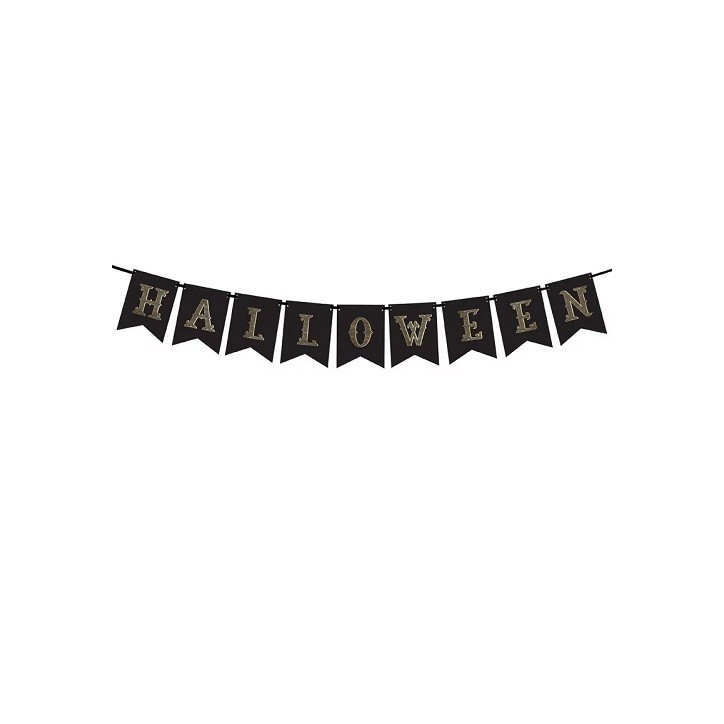 PartyDeco Halloween Banner – Black & Gold | 1.75 Meters