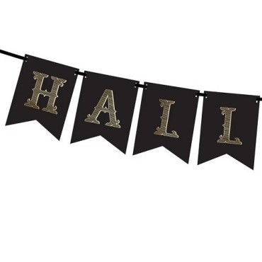 PartyDeco Halloween Banner – Black & Gold | 1.75 Meters