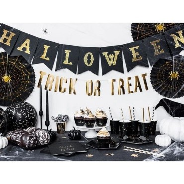 PartyDeco Halloween Banner – Black & Gold | 1.75 Meters