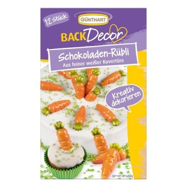 Schokoladen Rübli Kuchendekor - Rüebli Kuchendekor - Kartottenkuchendeko