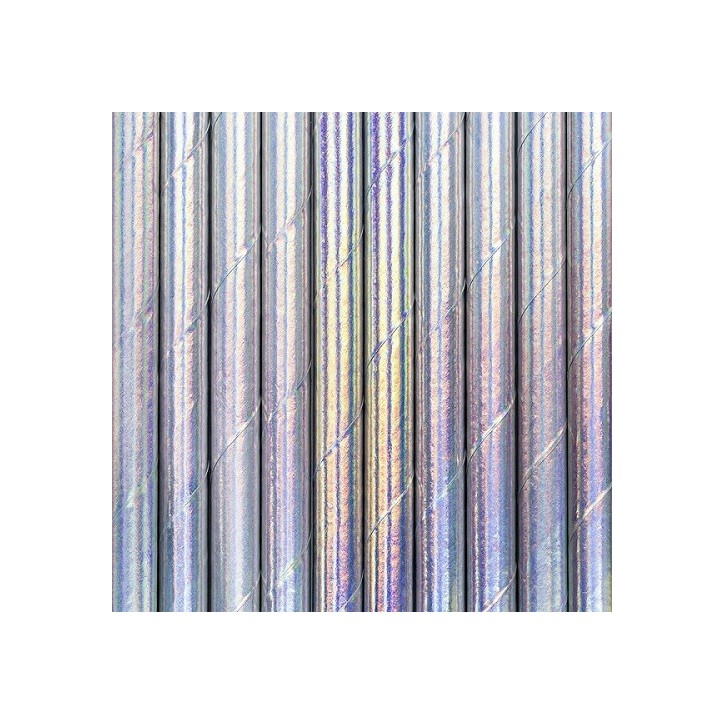 PartyDeco Iridescent Straws – 10 Magical Party Straws