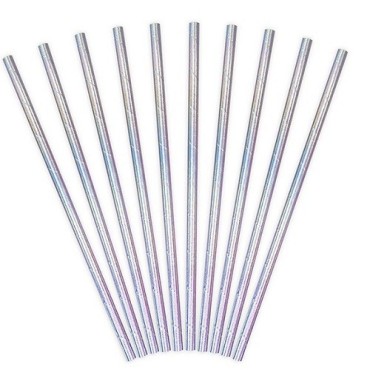 PartyDeco Iridescent Straws – 10 Magical Party Straws
