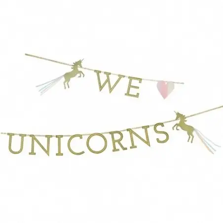 Talking Tables "We LOVE Unicorns" Banner – 3 Meter Garland with Tassels