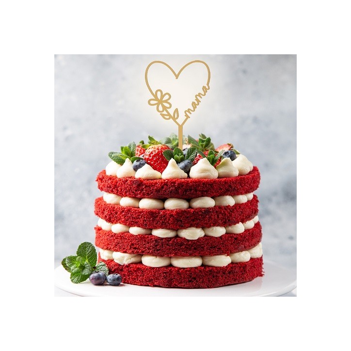 DeKora Cake Topper Gold Mama Heart - Mothersday Gift Idea