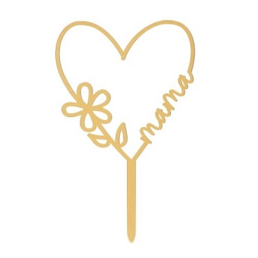 DeKora Cake Topper Gold Mama Heart - Mothersday Gift Idea