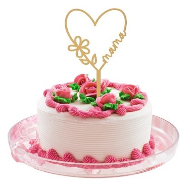 DeKora Cake Topper Gold Mama Heart - Mothersday Gift Idea