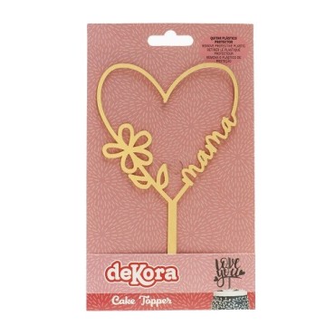 DeKora Cake Topper Gold Mama Heart - Mothersday Gift Idea