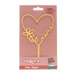 DeKora Cake Topper Gold Mama Heart, 16x11 cm