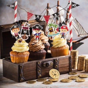 DeKora Pirate Cake Bunting Set - Instant Pirate Cake Decoration