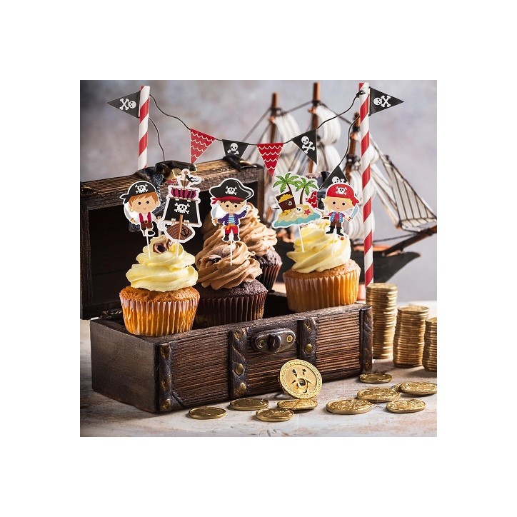 DeKora Pirate Cake Bunting Set - Instant Pirate Cake Decoration