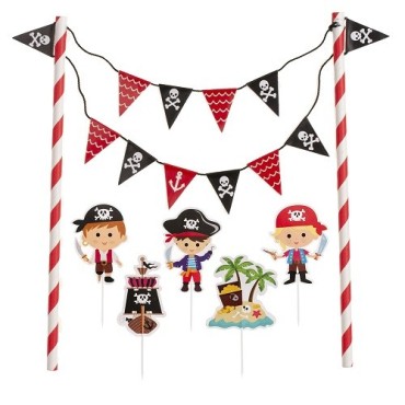 DeKora Pirate Cake Bunting Set - Instant Pirate Cake Decoration