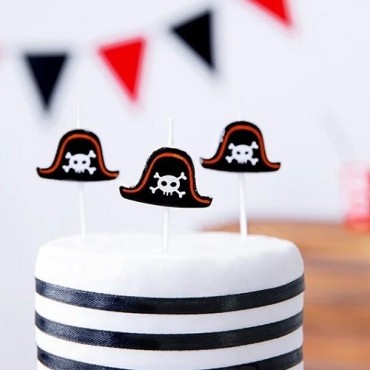 PartyDeco Pirate Hat Candles – Set of 5 for Pirate-Themed Parties