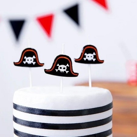 PartyDeco Pirate Hat Candles – Set of 5 for Pirate-Themed Parties