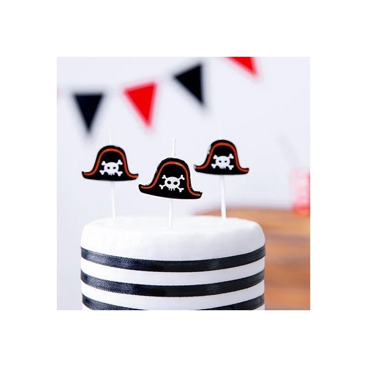 PartyDeco Pirate Hat Candles – Set of 5 for Pirate-Themed Parties