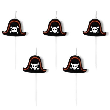PartyDeco Kerzen Piratenhüte – 5 Stück für deine Piratenparty
