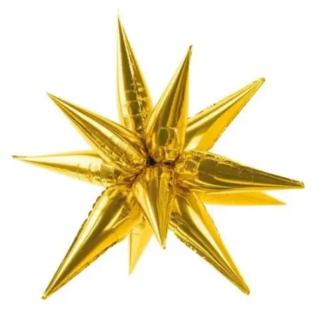 PartyDeco Folienballon Stern Gold 3D (95 cm) – Glamouröse Partydeko | Bakeria
