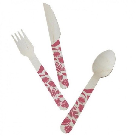 Ginger Ray Tropisches Holzbesteck – Flamingo Fun (18-teilig) | Bakeria