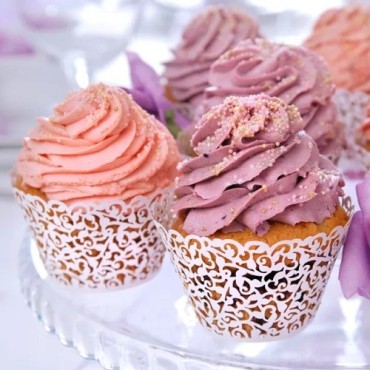 PartyDeco Lace Cupcake Wrapper (10 Stück) – Elegante Deko für Cupcakes | Bakeria