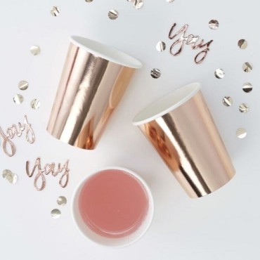 Ginger Ray Rose Gold Party Cups (8 Pack, 255 ml) – Perfect for Elegant Celebrations | Bakeria