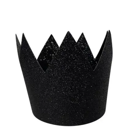 Delight Department Party Crown in Black with Glitter, 8 pcs