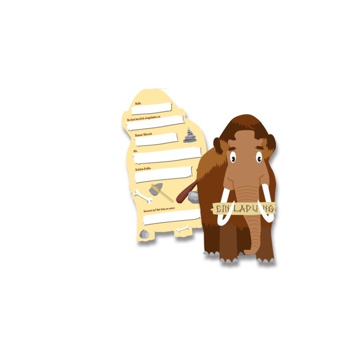 Isis Welt Mammoth Invitation Cards – Pack of 6 for Stone Age Parties