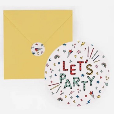 My Little Day Einladungskarten „Let’s Party“ – 8 runde Karten mit Umschlägen