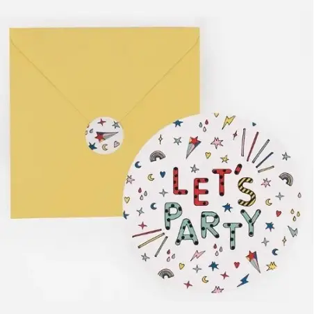 My Little Day "Let’s Party" Invitations – 8 Round Cards with Envelopes