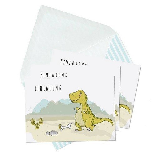 krima&isa Dinosaur Invitation Cards, 6 pcs