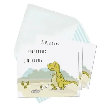 krima & isa Dinosaur Invitation Cards – Pack of 6 for a Fun Dino Party