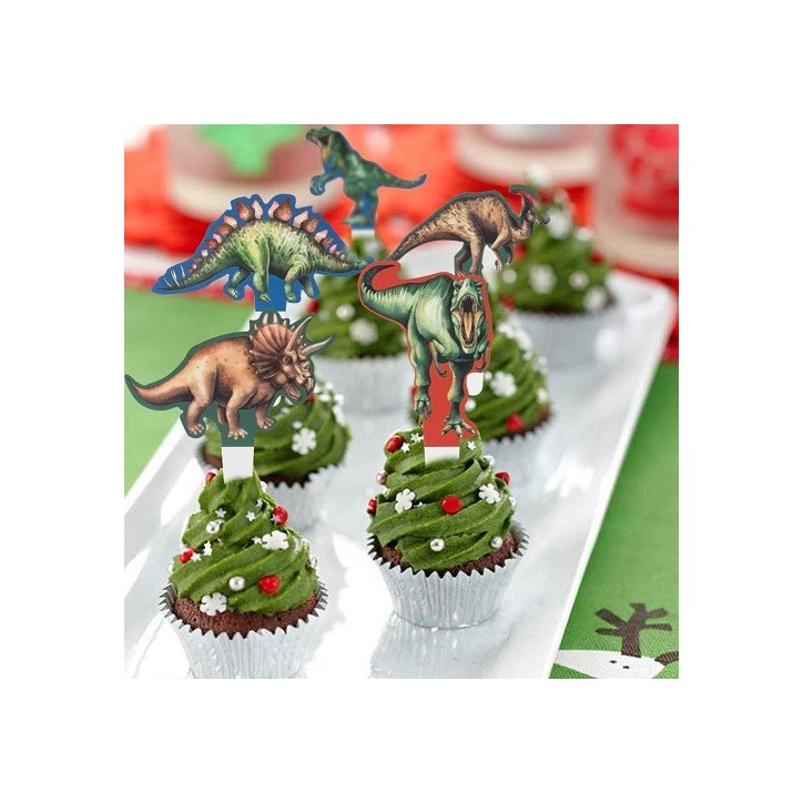 Dinosaurier Cupcake Topper – 12 Stück für deine Dino-Party