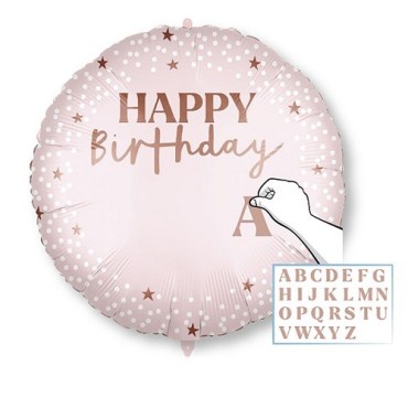 Happy Birthday Foil Balloon – 45 cm Pink, Customizable with Letter Stickers