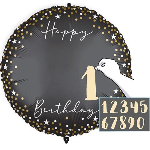 Procos Happy Birthday Folienballon mit Zahlen, 45cm
