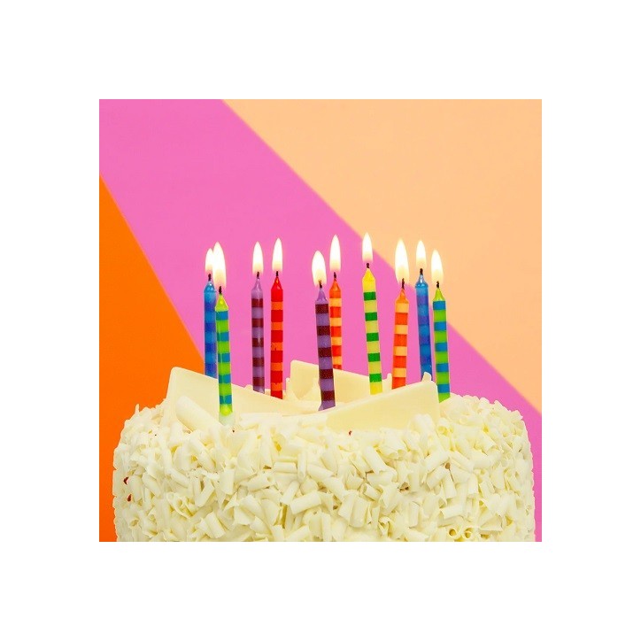 Talking Tables Striped Birthday Candles – 24 Pack with Holders Talking Tables Striped Birthday Candles – 24 Pack with Holders