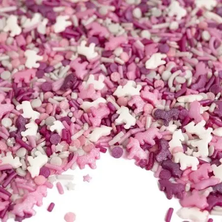 Super Streusel SchimmerSchweif Kuchendekor, 80g - Zuckerfrei - Einhornparty Superstreusel