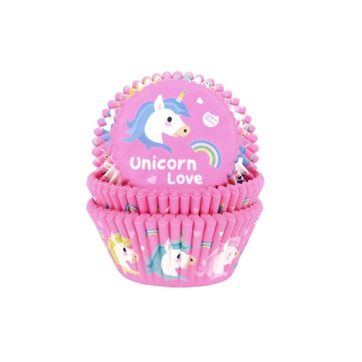 House of Marie Cupcake Förmchen Unicorn Love – 50 Stück für Einhorn-Feiern