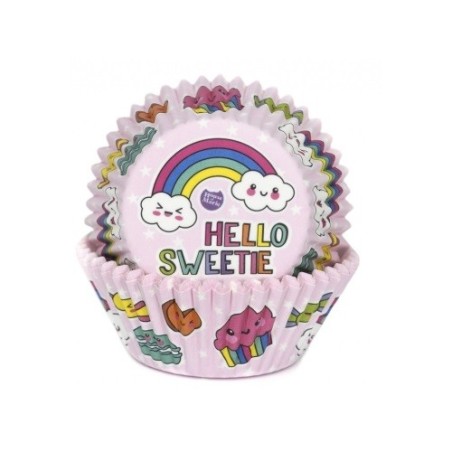 House of Marie Rainbow Cupcake Cases Pink, 50pcs